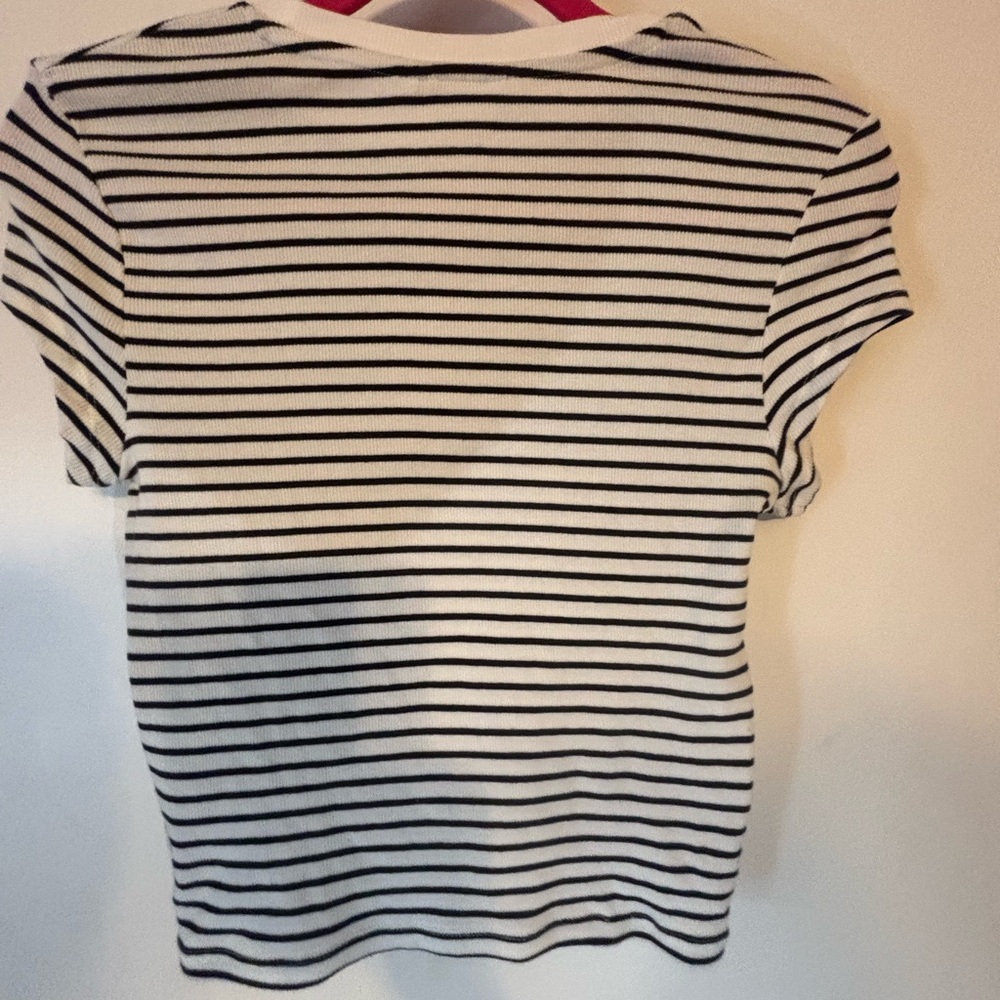 H&M Black and White Striped Short Sleeve Tee